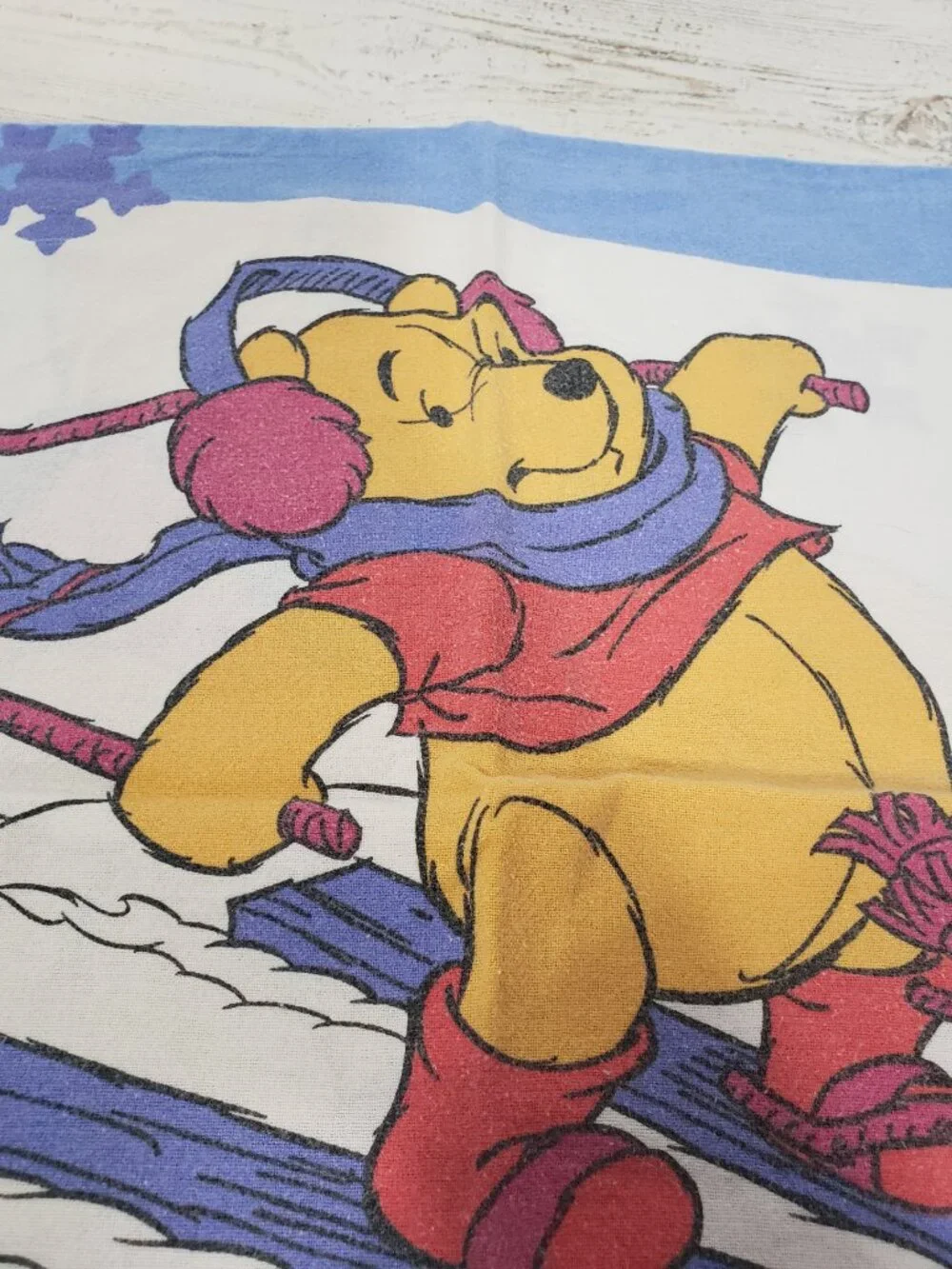 Disney  Winnie the Pooh  & Piglet  Flannel Pillowcase Pair  Vintage Skiing